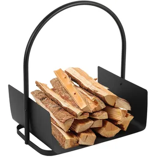 ISOISL Feuerholzablage Tragbarer Kaminholzkorb mit Griff Kompakter Holzkorb für Kaminholz Zeitungen und Bücher 40x30x50cm Kaminholzregal Innen Außen