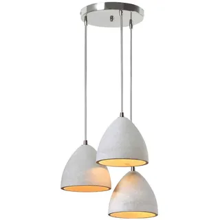 SalesFever Hängelampe 3-flammig 38 cm rund Grau/Metall/Beton