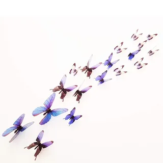 18 Stück 3D Schmetterlinge – Wandsticker Schmetterling – Dekoration 3D Wand und Möbel DIY – Ideal für Babyshower – 3D Schmetterlinge – Blau