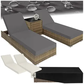 Tectake Gartenliege 200 x 65 x 30 cm Beige