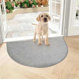 Halbrund Schmutzfangmatte Innen, Rutschfest Fußmatte Innen Außen Schmutzmatte Waschbar Sauberlaufmatte Türmatte Polyester Eingangsteppich Fussmatte eingangsmatte für Eingang Haustür (gray, 70x100)
