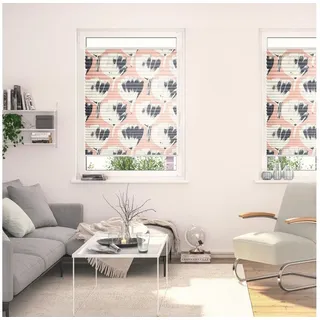 Lichtblick Plissee Klemmfix, ohne Bohren, blickdicht, Jumbo Flowers on salmon - Rot