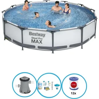 Bestway Pool Steel Pro MAX - Pool Bundel - 366x76 cm - Grau