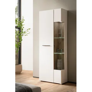 Home Affaire Vitrine »Salerno Hochschrank, Glasvitrine, Weiß mit Eiche Evoke Dekor, modern.« Metallgriffe, ausreichend Stauraum, vielseitig einsetzbar, 72 cm breit,