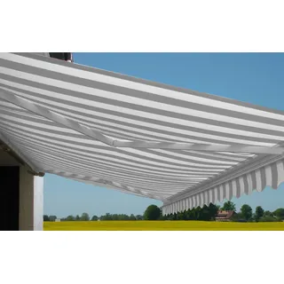 Elektrische Kassetten-Markise T123, Vollkassette Volant 4,5x3m Acryl Grau/Weiß - Grau