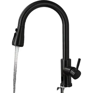 Berührungslose Küchenarmatur, Ausziehfunktion, langlebiger Edelstahl, hwx-schwarz - Schwarz