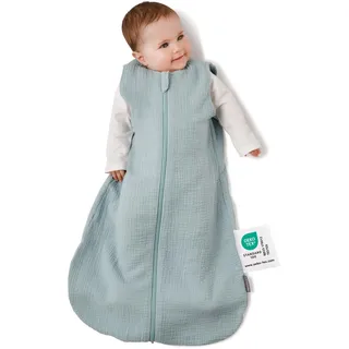 LaLoona Sommerschlafsack Mull, ärmellos - Leichter Baby Schlafsack ohne Ärmel für Sommer und Frühling, 0.5 TOG, 100% Baumwolle, ÖkoTex Standard 100 - Mint - 60 cm