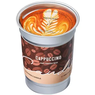 M&SENSE Duftkerzen Coffee, 460g Cappuccino Kaffee Kerze, Herbst Kerze Brenndauer bis 99 Std. Vegan Natürliche Sojakerze, Duftkerze mit Kaffee für Kaffeeliebhaber, Männer, Frauen