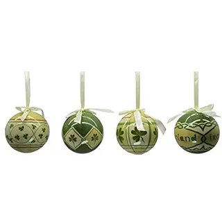Set mit 4 Kleeblatt-Kugeln Weihnachtsschmuck Weihnachtsbaumkugel Ornamente Traditionelle Irische Handbemalte Glasfaser
