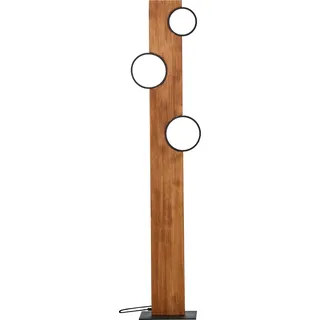 Brilliant Cheesy 140cm Stehlampe für Wohnzimmer, LED Stehlampe aus Holz, Vintage-Stehlampe, Standlampe für Schlafzimmer, moderne Ecklampe, Metall/Holz, matt-schwarz/Holz, mit integrierten LED.