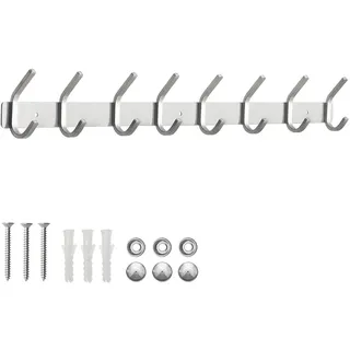 ERWEY 8 Haken Kleiderhaken Wand Hakenleiste Edelstahl Garderobenhaken Garderobe Haken Handtuchhaken Wandmontage Gebürstet ca. 30kg SUS304