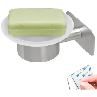 bremermann Seifenschale Piazza Tape, Edelstahl, matt , Edelstahlfarben , Metall , 11x5.5x12.8 cm , Badaccessoires, Seifenschalen