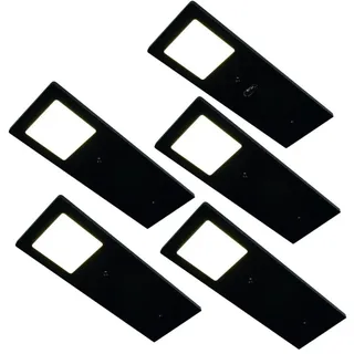 HKT Unterbauleuchten-Set , Schwarz , Metall, Kunststoff , 5-teilig , 7x0.5x19 cm , Bewegungsmelder, Farbtemperaturwechsler , Küchen, Küchenausstattung