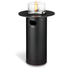 Enders Terrassenfeuer NOVA LED TABLE BLACK L, Gas Terrassenfeuer mit Ambientebeleuchtungen, ECO GREEN Brenner-Technologie und exzellentem Design, H102cm Ø 62cm, Tischablage, Schwarz #5901