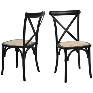 SIT Möbel Rattanstuhl gepolstert schwarz 2er Set