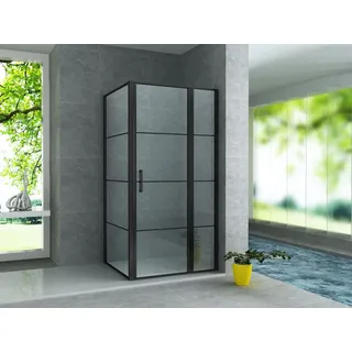 Aloni Duschkabine mit Drehtür 90 x 120 cm schwarz matt 200 cm