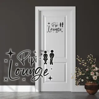 Dekoaufkleber Pipi Lounge 26x16cm für Badezimmer Bad WC Toilette Tür Wandtattoo Unisex Wand Sticker Aufkleber lustig witzig selbstklebend Y070 (Schwarz)