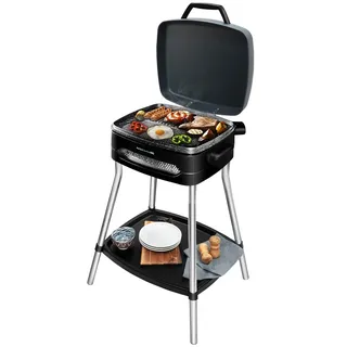 Cecotec PerfectCountry BBQ Elektrischer Grill. Mit Gerätefüßen, Klappbarer Deckel und Schale, RockStone Beschichtung, Fettauffangschale, 43 x 38 cm Grillfläche, Verstellbare Temperatur, 2000 W.