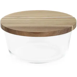Vorratsdose Vorratsbehälter Vorratsgefäß Frischhaltedose MAIRA Glas mit Holzdeckel S 19x10 cm HOMLA - Transparent