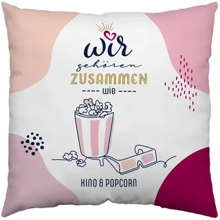 GRUSS & CO Kissen Motiv "Wir gehören zusammen"| Zierkissen, Baumwolle, 40 cm x 40 cm | Kissen mit Spruch | 47906