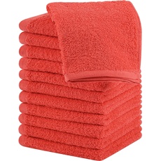 Utopia Towels Baumwoll-Waschlappen-Set – 100% ringgesponnene Baumwolle, Premium-Qualität, Flanell-Waschlappen, sehr saugfähig und weich, Fingerspitzen-Handtücher (12 Stück, Koralle)