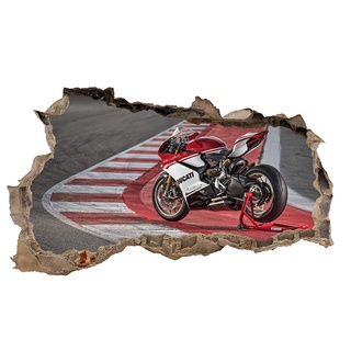 3D Wandtattoo Mauerloch Wandsticker Wandaufkleber Durchbruch Auto Motorrad Kfz selbstklebend H 60 x B 100 Schlafzimmer Wohnzimmer (WL26)