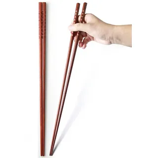 Lange Essstäbchen, 42cm Reusable Natural Wooden Extended Chopsticks, Traditionelle Chinesische Holz Lange Essstäbchen for Hotpot, Frying, Cooking, Noodle, 2 Paar