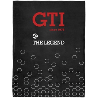 BRISA VW Collection - Weiche Volkswagen Kuschel-Fleece-Schmuse-Decke im VW Golf GTI Design (150x200cm/GTI The Legend/Schwarz)