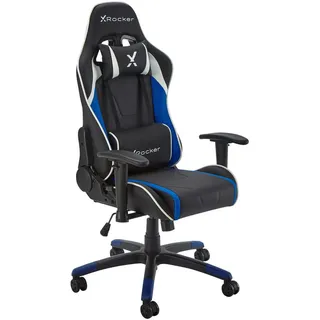 X Rocker Gamingstuhl , Blau, Schwarz , Metall, Kunststoff, Textil , Drehkreuz , 55x113x62.5 cm , Wippfunktion, Sitzfläche 360° drehbar, abwischbar, Nackenkissen abnehmbar, Lendenkissen abnehmbar, ergonomische Rückenlehne , Büromöbel, Bürostühle, Gaming-Sessel