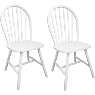 vidaXL Esszimmerstühle 2 Stk. Weiß Massivholz Gummibaum