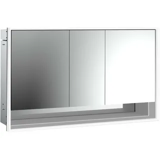 emco loft Lichtspiegelschrank mit Unterfach, 1400mm, 3 Türen, Unterputzmodell, 979805225, Farbe: aluminium/spiegel