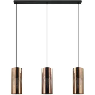EGLO Pendelleuchte Tabiago, 3 flammige Hängelampe Vintage, Industrial, Hängeleuchte aus Stahl in Schwarz, Roségold, Esstischlampe, Wohnzimmerlampe hängend mit E27 Fassung