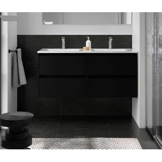 Noja Unterschrank 1200 4 Schubladen + Waschbecken Black Satin