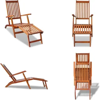 vidaXL Gartenliege mit Fußteil Massivholz Akazie - Sonnenliege - Sonnenliegen - Gartenliege - Gartenliegen - Braun