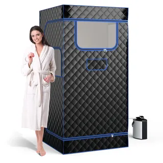 COSTWAY Dampfsauna Heimsauna für Zuhause, Ganzkörpersaunabox mit Dampfgenerator, Fernbedienung, Fußmassagegerät & Klappstuhl, tragbare Saunazelt
