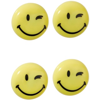 FRANKEN Happy Magnets, Magnete mit Smiley rund, 4 Stück, Hochwertige Haftmagnete für Büro und Haushalt, ideal für Whiteboards, Kühlschrank, Plantafeln oder Schaukästen, 40 mm, Gelb, HM40S/4