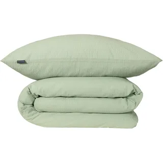 SCHIESSER Bettwäscheset Laura | 2-teilig | edler Perkal - Seersucker aus Baumwoll-Seersucker in zarten Farbtönen« 2 Stk., tlg. Made in Green grün