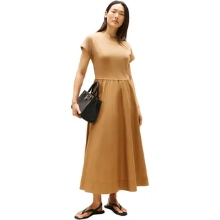 Tommy Hilfiger Damen T-Shirt Kleid Modern Cody Midi Mix Fit & Flare, Braun (Hickory), XXL