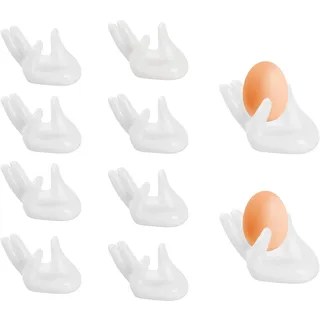 10 PCS Eierbecher Set aus Porzellan, Lustig Porzellan Eierhalter Weiß Eierschale, Egg Cup Ostern, Cartoon Eierständer für Zuhause Küche Kühlschrank Restaurant