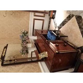 Schminktisch + Spiegel + Hocker Luxus Konsole Kommode Schlafzimmer Barock Rokoko - Braun