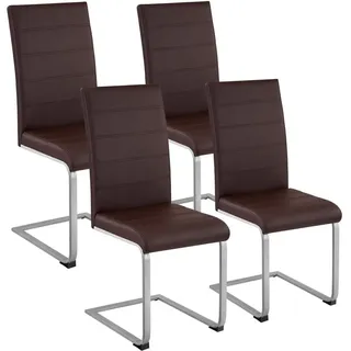 Tectake Schwingstuhl Bettina Kunstleder braun 4er Set