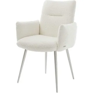 DeLife Esszimmerstuhl Jova-Flex Bouclé Weiß 4-Fuß konisch