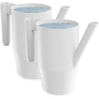 PECZEKO Gießkanne 2,0 Liter für Haus & Garten - aus robustem Kunststoff - giesskanne zur einfachen Bewässerung von Blumen, Pflanzen und zimmerpflanzen 2er-Set (2 Pack) Weiß
