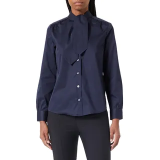 Seidensticker Damen Bluse - Fashion Bluse - Regular Fit - tailliert- Schluppen Kragen - Bügelleicht - Langarm,Blau,34