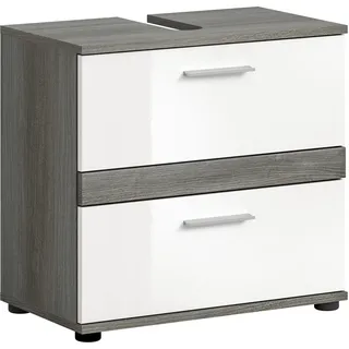 WELLTIME Waschbeckenunterschrank LUCCA 2 Schubkästen 60 x 57 x 34 cm Weiß
