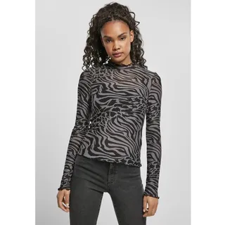 URBAN CLASSICS Ladies Aop Mesh Turtleneck Longsleeve Asphalt/Black