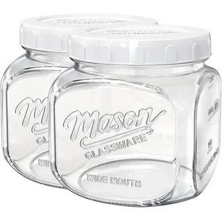 Absovetu Einmachgläser mit Schraubdeckel Groß, 1,5 L, 2 Stück Vorratsgläser | Mason Jar Gläser, Einmachglas Groß, Vorratsgläser mit Schraubdeckel, Schraubgläser mit Deckel, Bonbonglas, Keksglas