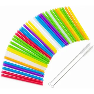 Psxixjsm 100 Stück Dicke Strohhalme mit 2 Bürsten, extra große Slush Strohhalme für Bubble Tea & Smoothies,wiederverwendbare Strohhalme Plastik Dick für 11mm Öffnungen (23cm)