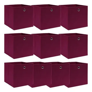 vidaXL Aufbewahrungsbox 32 x 32 x 32 cm 10-tlg. dunkelrot