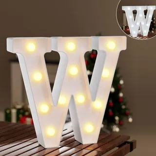 LED Buchstaben Lichter Alphabet,Led Leuchtbuchstabe mit Warmes & Kaltes Weiß,LED Brief Beleuchtung Buchstaben Nacht Lichter Dekoration für Geburtstagsfeier, Hochzeit, Kinderzimmer, Buchstaben W